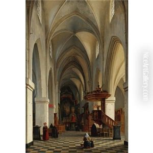 Interior Of A Cathedral by Hippolyte Victor (Valentin) Sebron