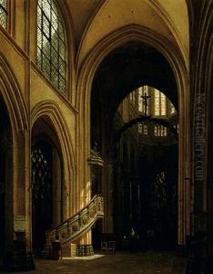 Interieur De L'eglise Saint-vincent A Rouen by Hippolyte Victor (Valentin) Sebron