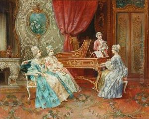 Rococo Interior With A Music Evening