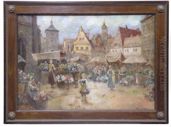 Flower Market Scene - view 1