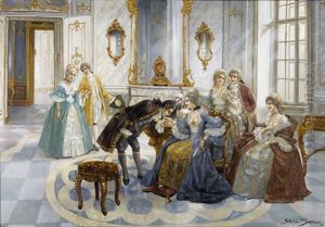 Galante Szene In Hofischer Gesellschaft by Stephan Sedlacek