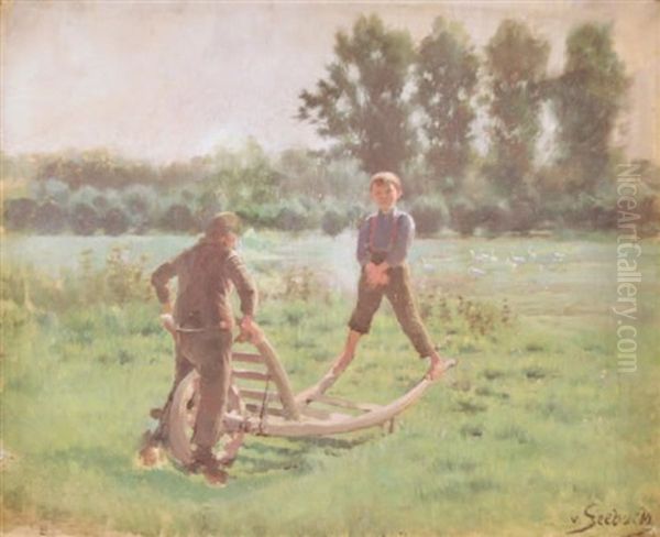 Enfants Jouant Avec Une Brouette - view 1