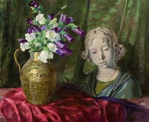 Stillleben Mit Glockenblumen Und Knabenbuste by Lothar von Seebach