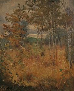 Herbstliche Landschaft Mit Birken by Lothar von Seebach