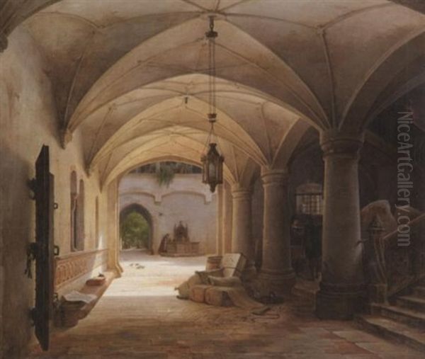Handler In Der Toreinfahrt Einer Alten Klosteranlage - view 1