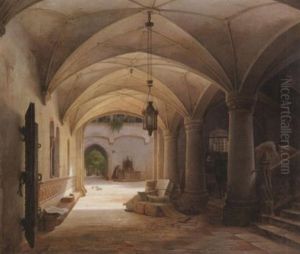 Handler In Der Toreinfahrt Einer Alten Klosteranlage