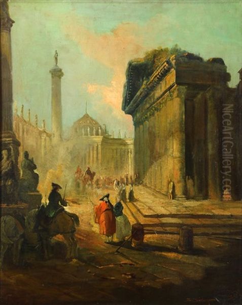 Roman Street Scene With Figures - view 1
