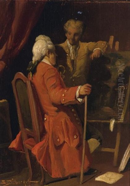 A Collector Considering A Painting - view 1