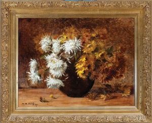 Still Life Of Chrysanthemums In A Vase