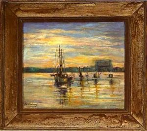 Shrimp Boat At Sunset by Marie Madeleine Seebold