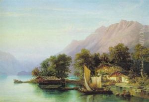 Gebirgslandschaft In Der Schweiz by Hermann Ludwig Seefisch