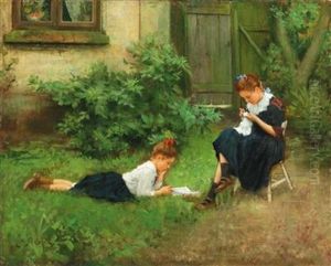 Leisure Hours Of Two Girls In The A Garden Leisure Hours Of Two Girls In The A Garden