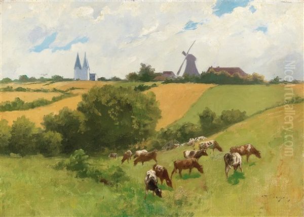 Herd Of Animals In A Summer Landscape - view 1