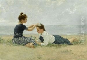 Zwei Madchen Am Strand by Hermann Seeger