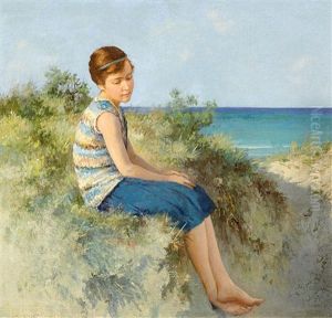Madchen In Den Dunen Am Nordseestrand Auf Sylt by Hermann Seeger