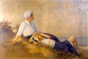 Zwei Madchen In Den Dunen by Hermann Seeger