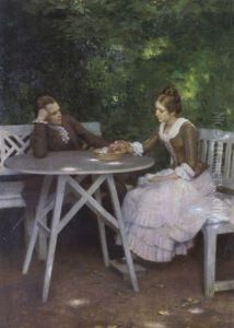 Der Junge Goethe Und Friederike Brion Im Pfarrgarten Von Sesenheim by Hermann Seeger