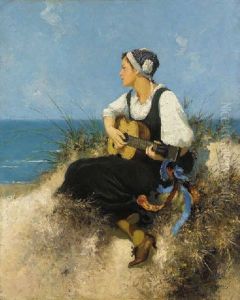Young Woman On The Beach by Hermann Seeger