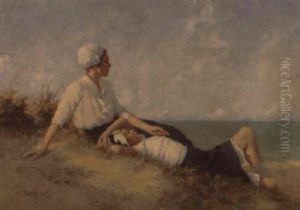 Zwei Madchen In Den Dunen by Hermann Seeger