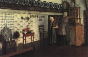 Nordtysk, Almueinterior Med Stuepiger by Hermann Seeger