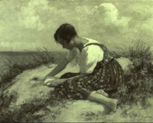 Eine Junge Frau In Den Sanddunen by Hermann Seeger