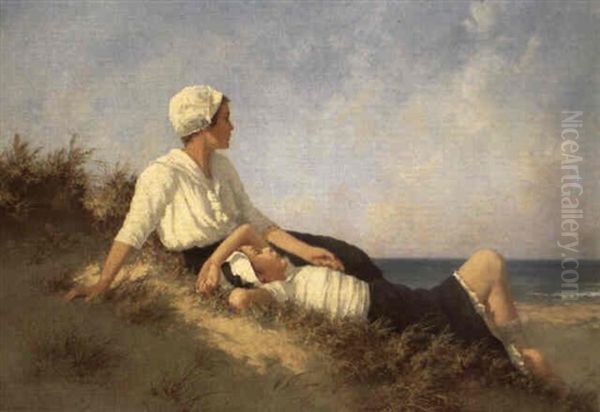 Junge Frau Und Madchen Am Strand - view 1
