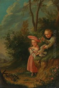 A Boy And A Girl With A White Dove by Johann Conrad Seekatz