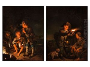 Kinder Am Nachtlichen Feuer