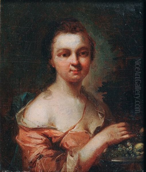 Girl With Fruit Plate - view 1