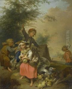 Bauernkinder Mit Gansen Und Kuken by Johann Conrad Seekatz