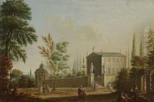 Parklandschaft Mit Villa Und Figurenstaffage - view 1