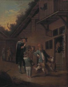 Strasenmusikanten Vor Einer Schenke
