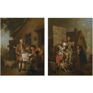 The Print Seller (+the Singer; Pair) by Johann Conrad Seekatz