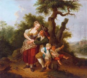 Hirtenfamilie In Einer Landschaft Hirtenfamilie In Einer Landschaft