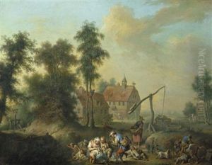 Bauerliche Szene Vor Einem Ziehbrunnen by Johann Conrad Seekatz