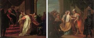 The Meeting Of Solomon And The Queen Of Sheba (+ Esther Before Ahasuerus; Pair) by Johann Conrad Seekatz