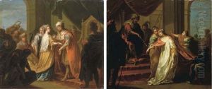 The Queen Of Sheba Before King Solomon (+ Esther Before Ahasuerus; Pair) by Johann Conrad Seekatz