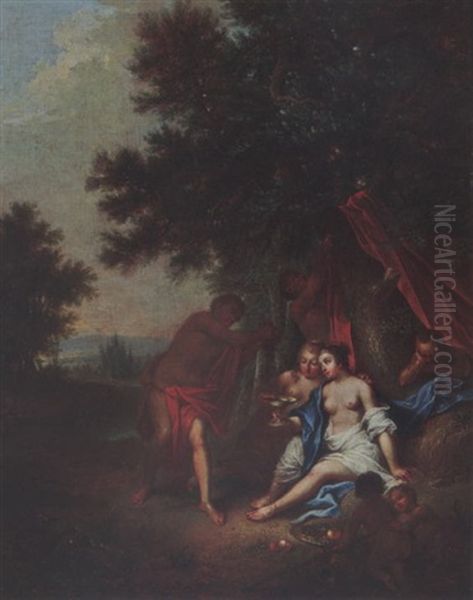 A Bacchanale With Nymphs And Satyrs In A Wooded Landscape - view 1