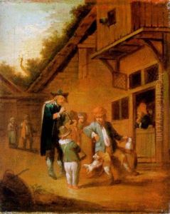 Musikanten Vor Einem Bauernhaus by Johann Conrad Seekatz