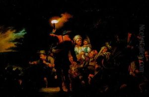 Fahrendes Volk Bei Fackelschein by Johann Conrad Seekatz