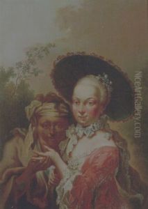 A Young Woman With A Palm Reader
