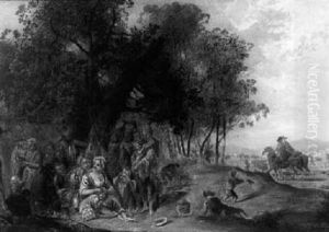 Figures Resting On The Edge Of A Forest