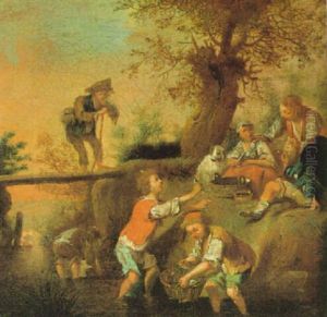Angelnde Kinder by Johann Conrad Seekatz