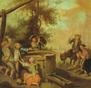 Raufende Knaben An Einem Brunnen by Johann Conrad Seekatz