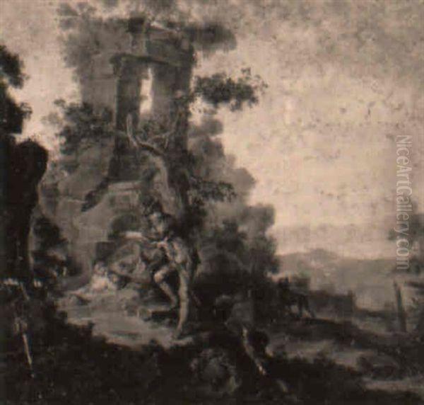 Hirten An Einer Ruine In Landschaft - view 1