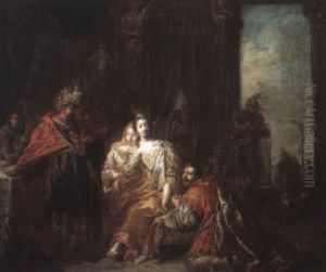 Haman Pleading Before Ahasuerus And Esther by Johann Conrad Seekatz