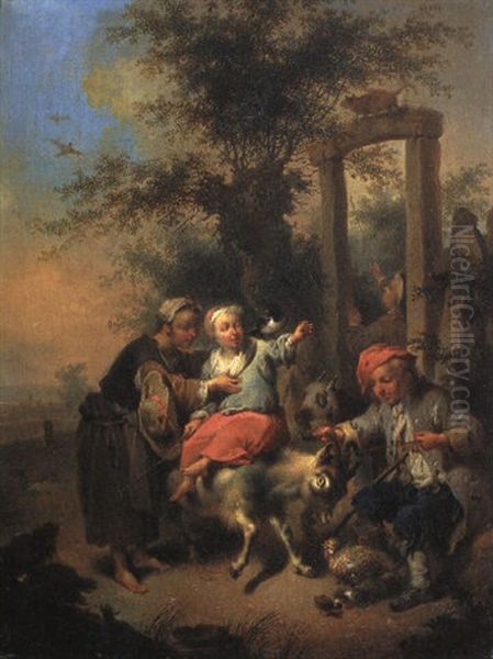 Bauernfamilie Mit Ziegenbock - view 1