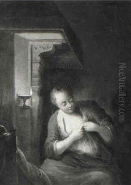 Young Woman Undressing By Candlelight - view 1