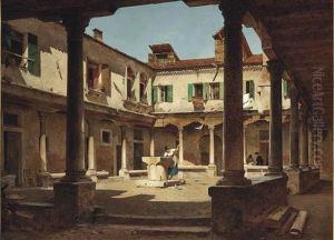 At A Well In A Sunlit Courtyard At A Well In A Sunlit Courtyard