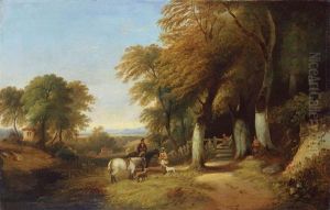 Bewaldete Landschaft Mit Zwei Reitern by Johann Richard Seel